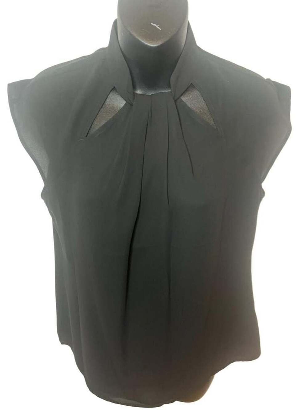 Express Black Chiffon High Neck Keyhole Cap Sleeve Blouse feminine career Small